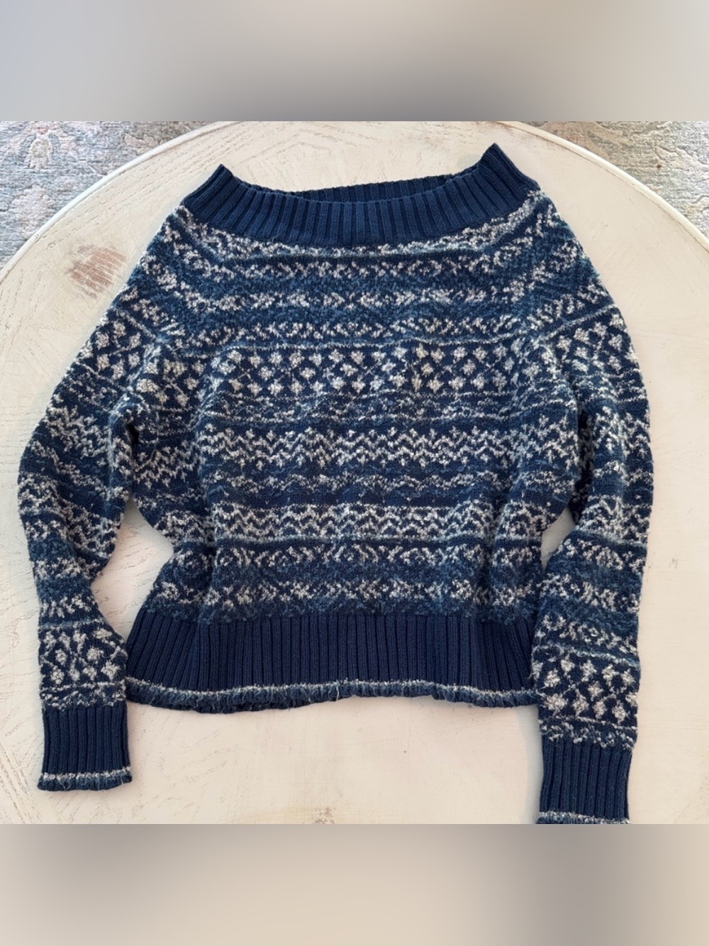 Chaps Marled Scoopneck Cotton Blend Sweater Warm Cozy Fuzzy Sz M